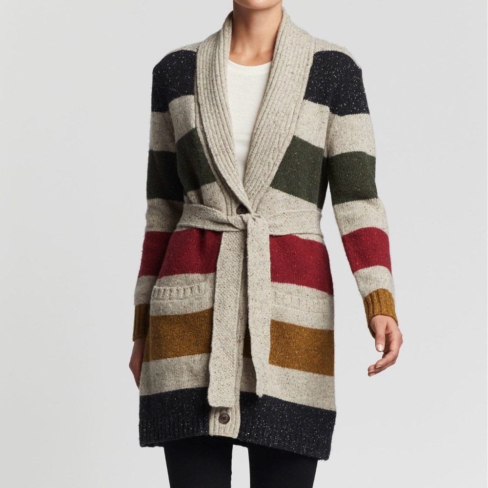 Pendleton Glacier Stripe Belted Cardigan - Women’s XS